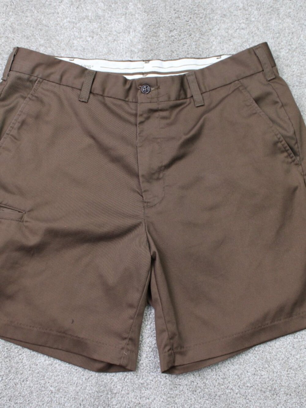 UPS Uniform Shorts Mens 36 Brown WearGuard 7" Flat Front Work Poly/Cotton